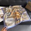 National Style Flower Simulation Silk Printing Women's Silk Scarf Square Scarf Premium Shawl Sunscreen Neck Scarf Headscarf Scarf