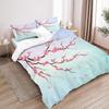 Red Cherry Blossoms 3D Printed Quilt Cover Rustic Floral Style Polyester Duvet Cover Soft Comfortable Bedding Set Pillowcases