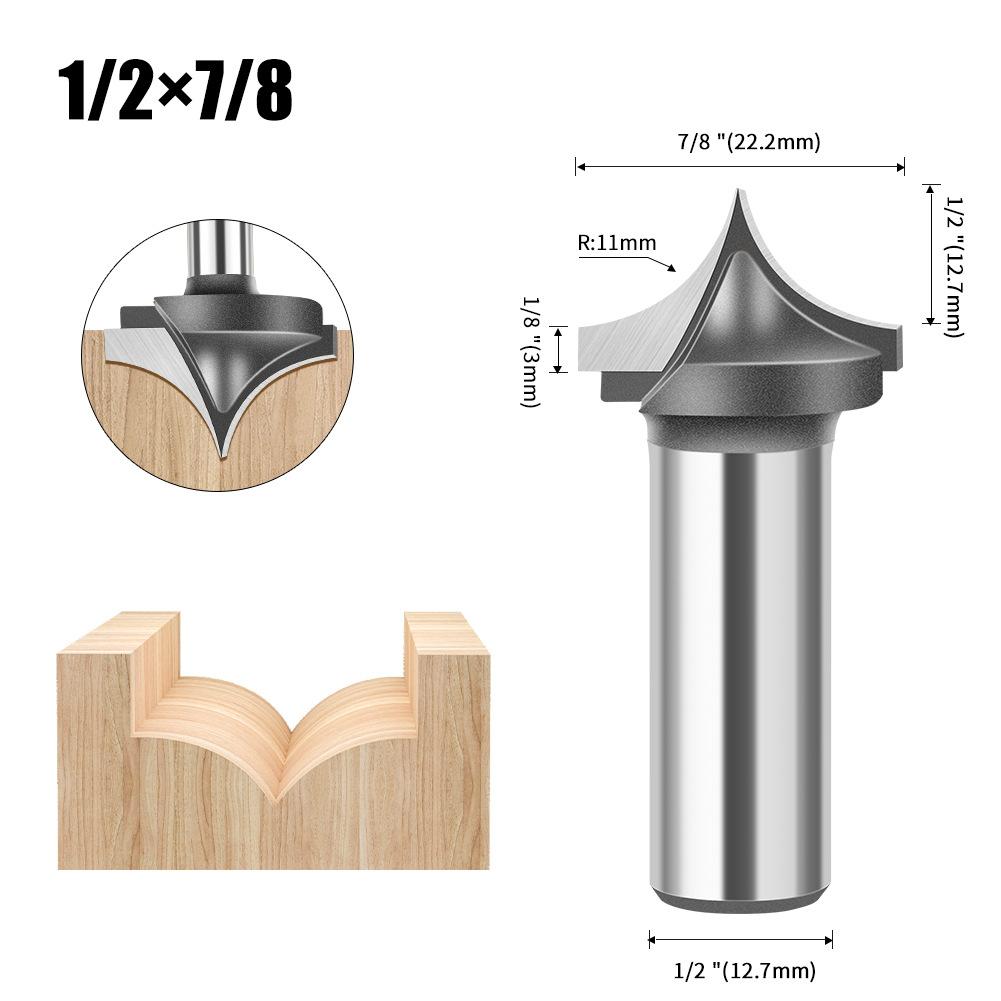 Holzbearbeitung Spitzdüse Schnitzmesser Trimmmaschine Linienmesser, Invertiertes Bogenmesser, Abrundfräser 1/2 Griff 1/4 Griff