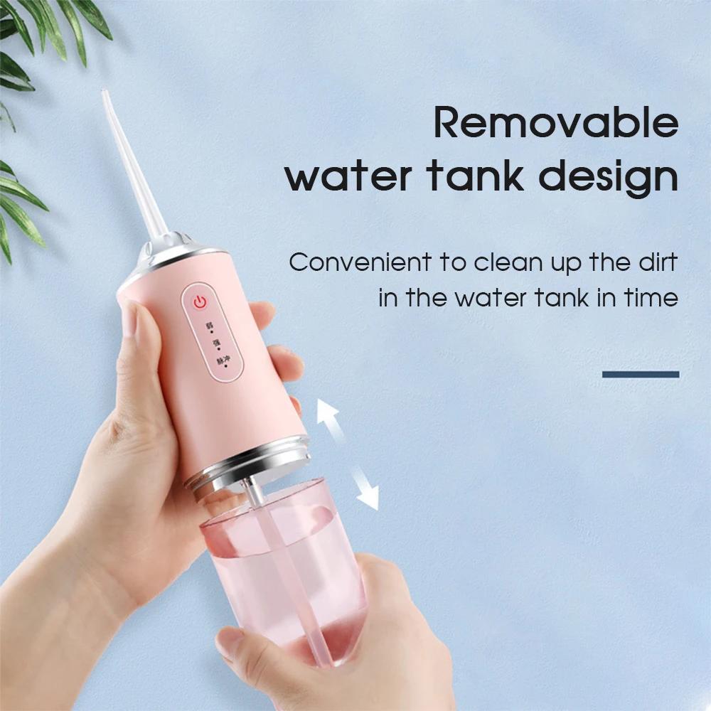 Water Flosser Munddusche USB Wiederaufladbar 220ml 3 Modi Tragbar Zahnwasserbehälter für Zähne Wasserdicht Zahnreiniger Flosser