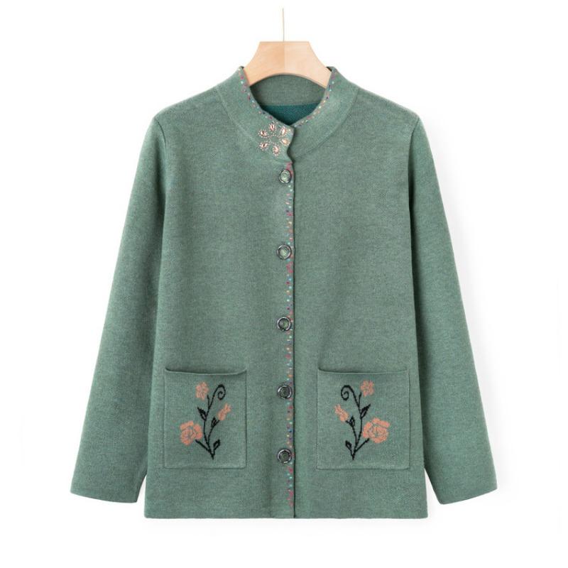 Elderly autumn clothing women's middle-aged and elderly knitted sweater new sweater grandma autumn sweater jacket large size mother clothing