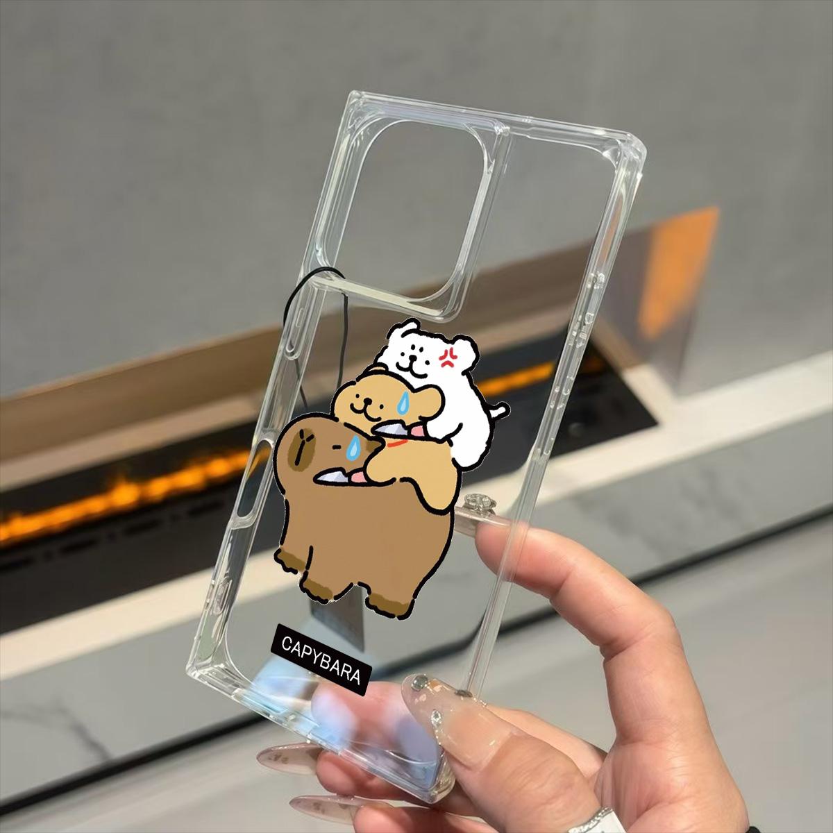 

Square Back Tube Protection Clear Case For iPhone 12 13 14 Pro Max 15 Plus 16 ProMax 11 Anti-Oxygen,Dolphin And Dog Pattern Casing iphone 11 ProMax