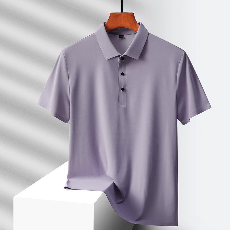 Men's Hot-Selling Ice Silk Short Sleeve Polo - Summer Style for Middle-Aged and Elderly Dads