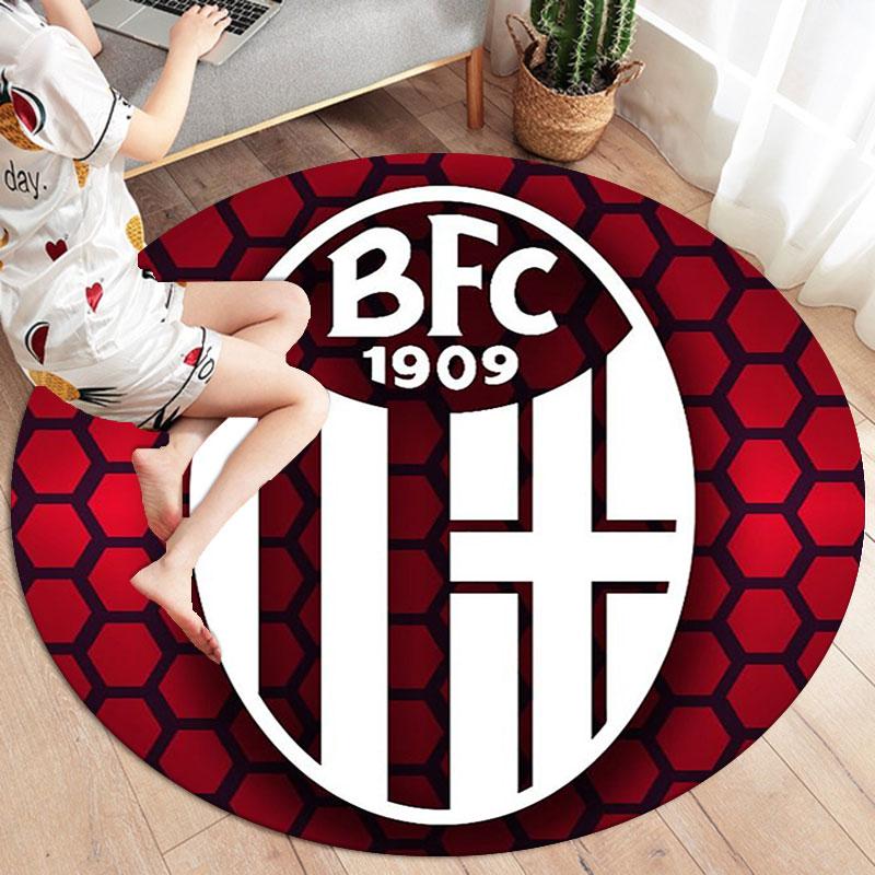 Bologna FC 1909 Round Area Rug,Carpet Rug for Living Room Bedroom Sofa Playroom Decor,Non-slip Floor Mat