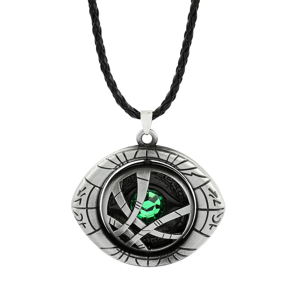 Strange Necklace Men Doctor Strange Infinity Time Stones Eye of Agamotto Rotatable Necklace Keychain