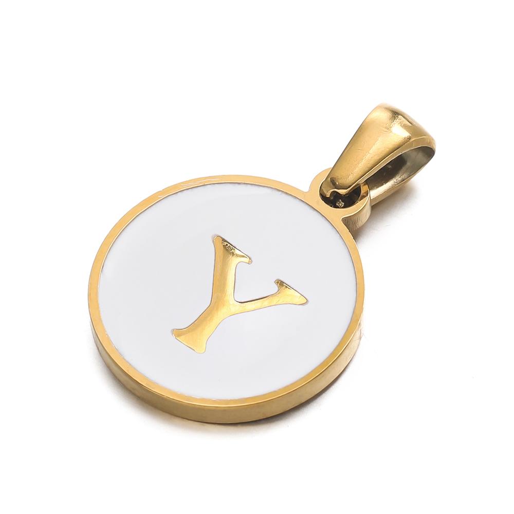 1pcs/pack Stainless Steel 26 Alphabet A-Z Letters Round White Pendants For DIY Bracelet Necklace Jewelry Making Accessories