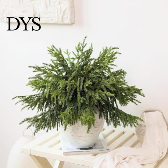 Seiden-Olivenzweige für die Heimdekoration 45 cm Lebensechte Haptik Künstliche Norfolk-Tannenäste Vase, Weihnachts-Kunstzweige, Falsche Blätter Erntedank-Grün