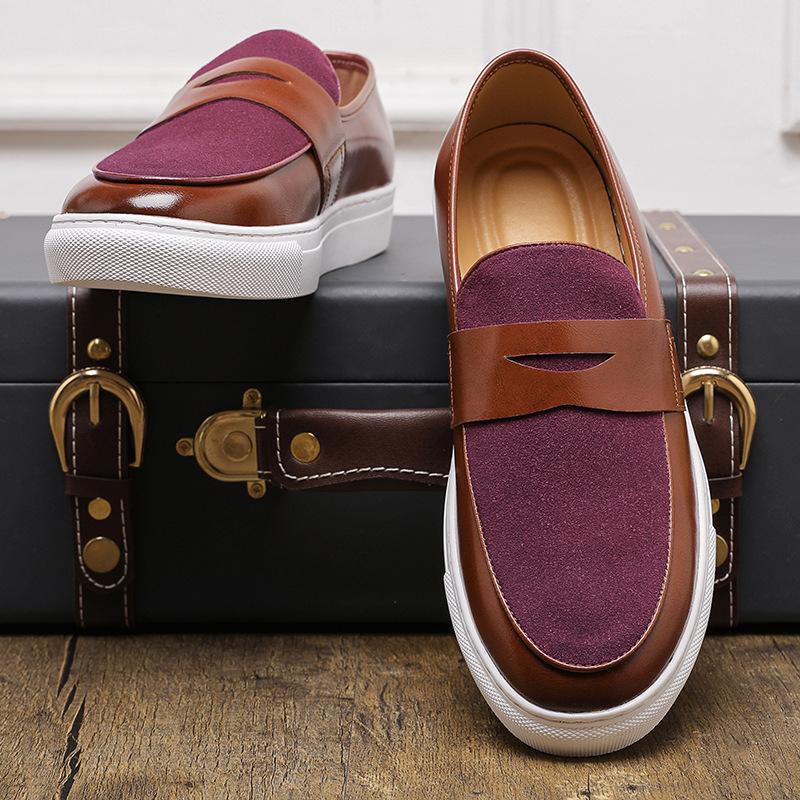 Sneaker für Herren im Frühling und Herbst, Britischer Stil, Slipper-Loafer, Lässige Herrenschuhe, Schuhe mit runder Zehenpartie
