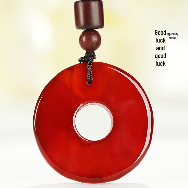 Red Agate Pixiu Peace Buckle Pendant Necklace