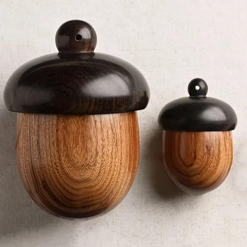 DIY Key Chain Wooden Large Acorn Ornament Wooden Storage Box Aromatherapy Container Pendant Accessories Car Decoration Pendant