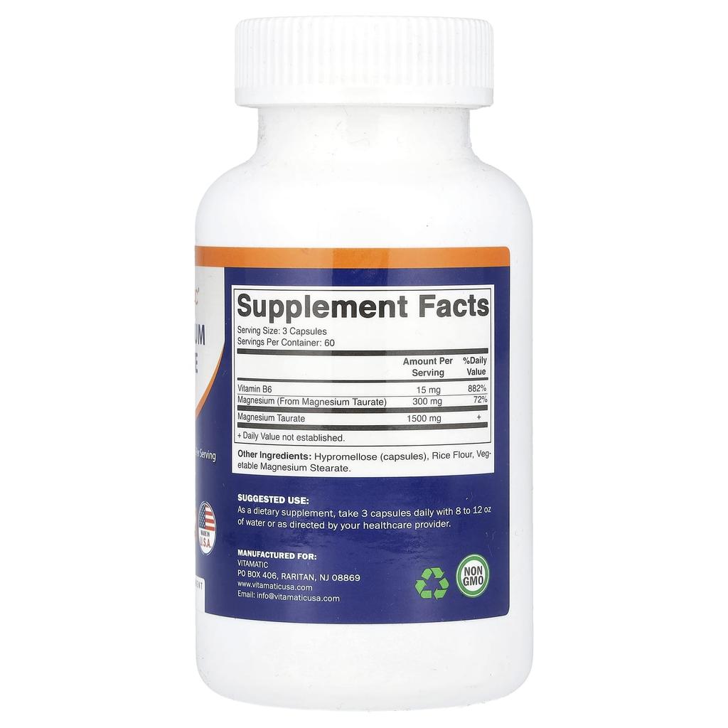 Magnesium Taurate, B6, 180 Veggie Capsules