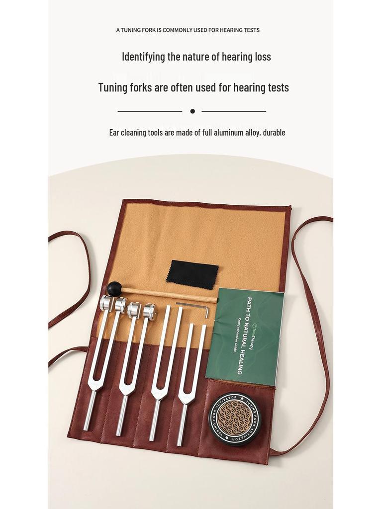 Aluminum Alloy Yoga Sleep Aid Tuning Fork Set with Leather Case