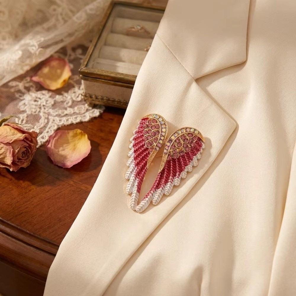 Sparkling Rhinestone Angel Wings Brooch Angel Wings Design Versatile Jewelry Brooch  Women