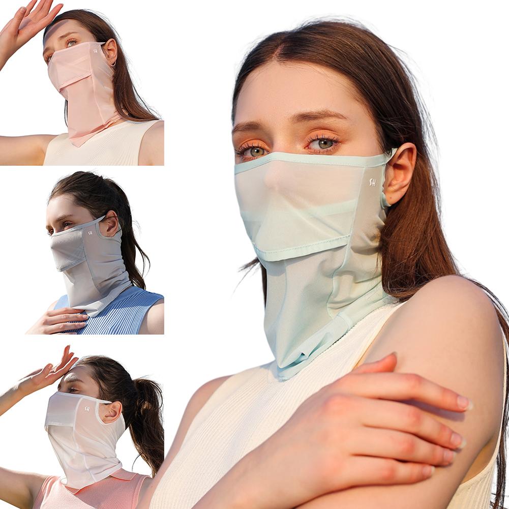 Ice Silk UV Sun Protection Mask Breathable Sports Bandana Soft Adjustable Anti Ultraviolet Thin for Summer Outdoor Activities