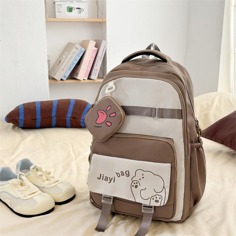 Cartoon Student Schoolbag Color Contrast Large Capacity Backpack with Coin Purse
