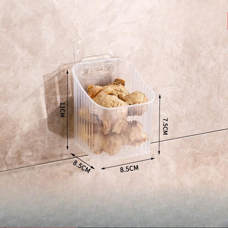 Kuchyňská úložná krabička na jarní cibulku, zázvor a česnek, Nástěnný úložný koš na potraviny, Úložné zařízení na potraviny s háčkem na odkapávací misku