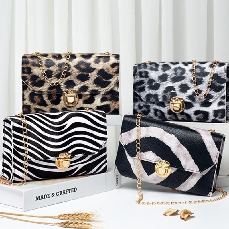 Borsa da donna nuova mini borsa con stampa leopardata borsa a catena retrò borsa a tracolla messenger borsa da donna stile Xiaoxiangfeng borsa per cellulare