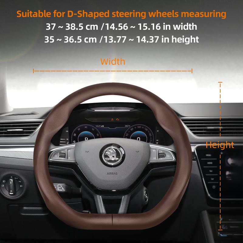 KTDJ9 Suitable for Skoda Ultra-Thin Breathable Leather Steering Wheel Cover Suitable for Octavia 2 3 A7 1 Superb Roomster A5