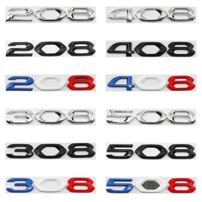 Auto 3D kovový zadní kufr Písmena Slovo Logo Odznak Emblém Samolepka pro Peugeot 208 308 408 508 Stylingové doplňky
