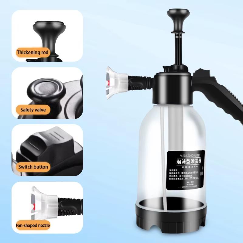 2L Hand Pump Foam Sprayer Pneumatic Washer Foam Snow Foam High Pressure Car Wash Spray Bottle for Car Home Cleaning