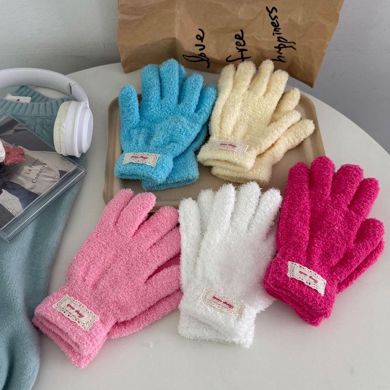 Damen Strickhandschuhe im koreanischen Stil, einfarbig - Neue Herbst/Winter Mode für Radfahren & Kälteschutz, Outdoor-Wärme