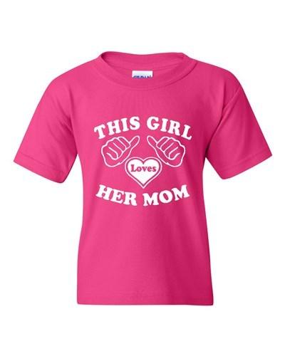 This Girl Loves Her Mom Novelty Youth Kids T-Shirt Tee Unisex T-Shirt XL