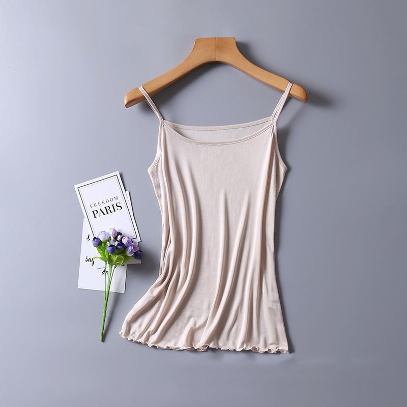 Women's Mulberry Silk Camisole - Solid Color, Sleeveless, Versatile Inner/Outer Wear