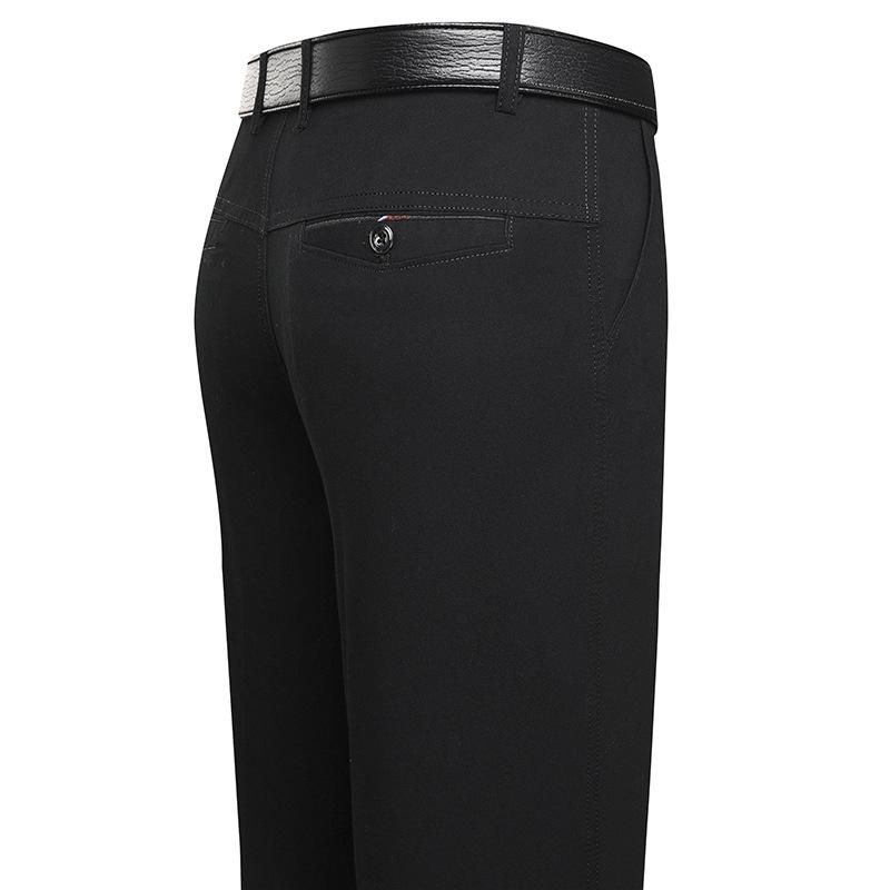 

Мужские повседневные брюки свободного кроя высокого качества для мужчин среднего возраста, деловые длинные брюки, мужские брюки из 100% хлопка с высокой посадкой 40 чёрный