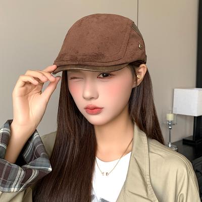 Retro Progressive Hat Women's Summer Japanese Newsboy Hat Showing Face Small Vintage Style Reverse Wearing Duck Bill Painter Hat