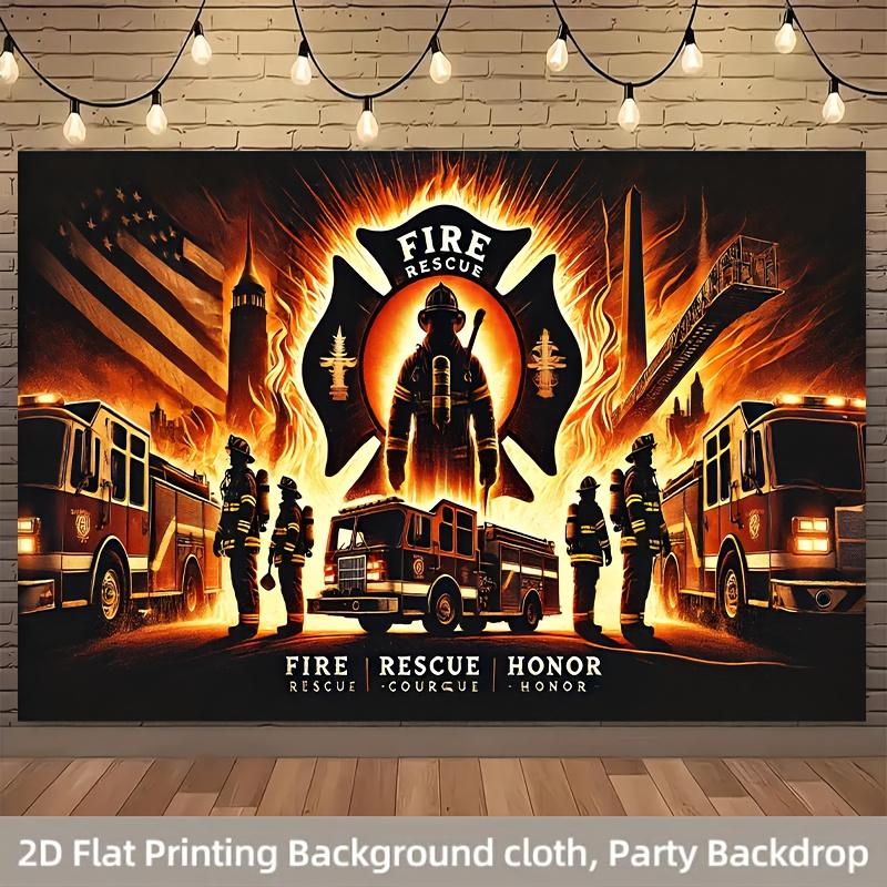 1 piece firefighter bravely fighting the fire party banner no need for power living room bedroom aesthetic tapestry