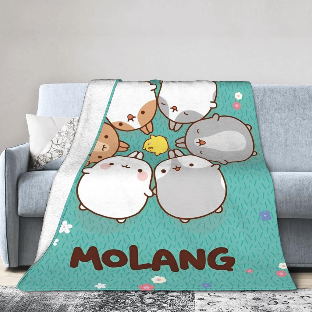 Cute Anime M-Molangs Blankets Velvet Spring/Autumn Multi-function Lightweight Thin Throw Blankets for Bedding Couch Bedspreads