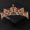 Baroque Red Crystal Tiaras and Crowns Prom Rhinestone Bridal Diadem Crown Taira for Women Wedding Hair Accessories Jewelry Crown
