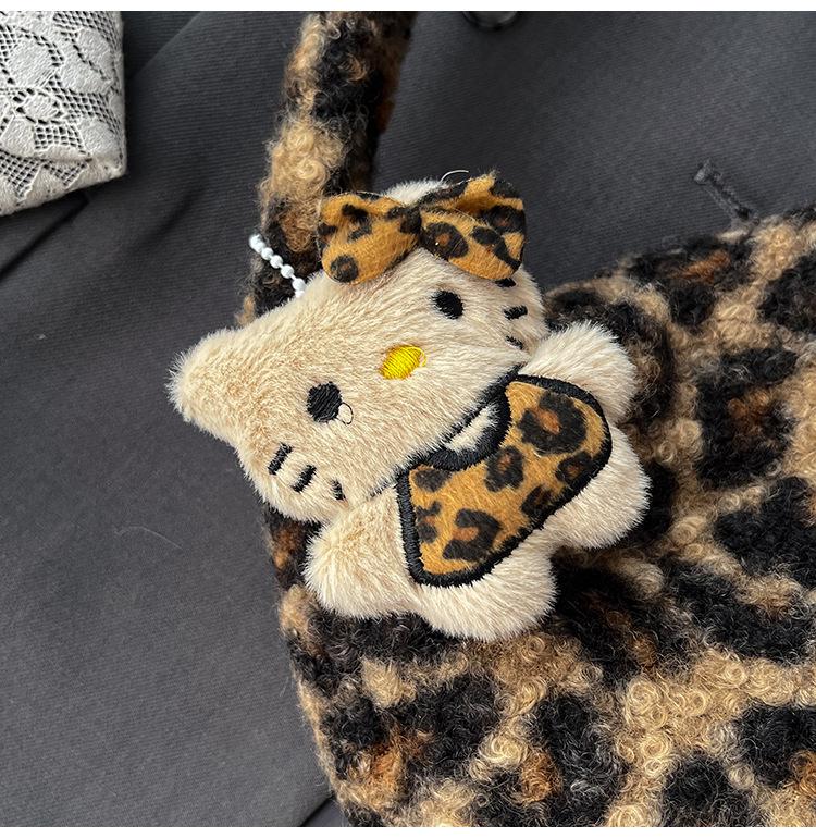 Autumn/Winter 2025 Korean Style Leopard Print Plush Tote Bag - Versatile Shoulder & Crossbody for Women