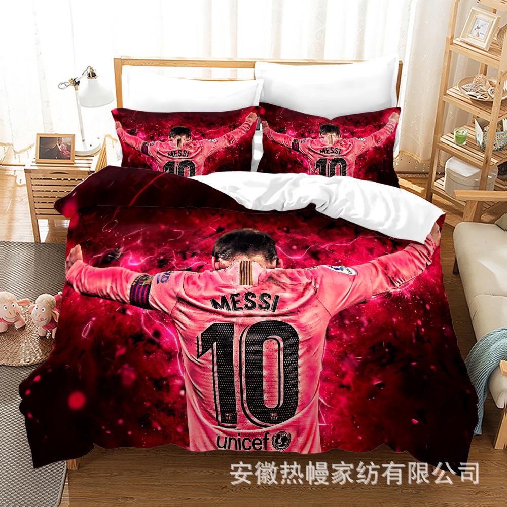 3D Three-Piece Size Football Quilt Cover Quilt Cover Home Textile