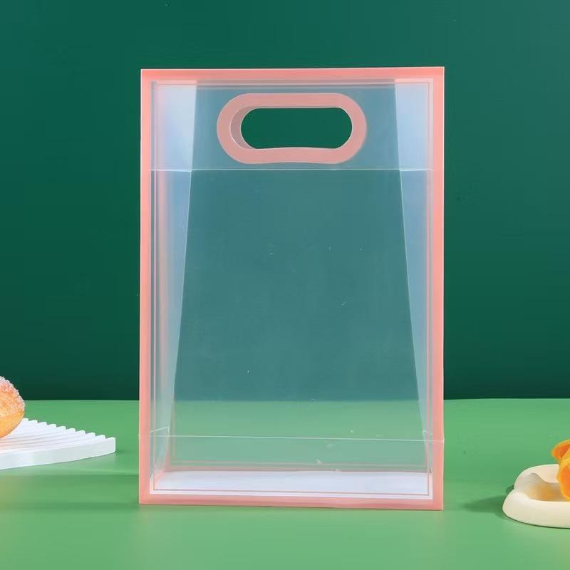 Colorful Border High Quality Transparent Frosted Handbag Simple and Stylish Valentine's Day Gift Packaging Bag Wedding Candy Companion Handgrip Bag