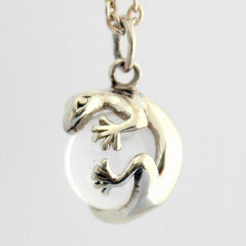 [World Accessories Carmelo] Lizard Gecko Maori Crystal Sterling Silver 925 Pendant Top