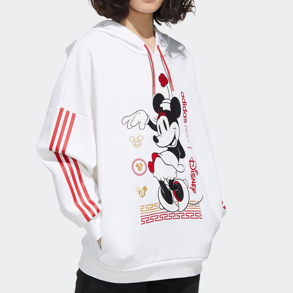 Adidas Neo X Disney CNY Series Minnie Print Hoodie Women Tops White GE7780