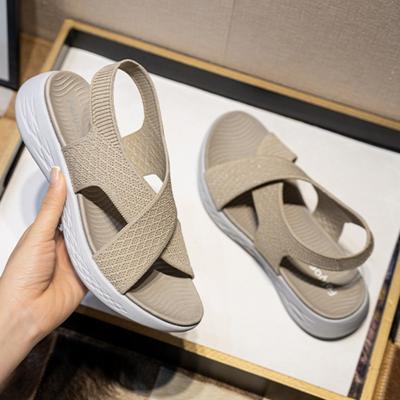 Women's Casual Sandals Slope Heel Sandals 2024 New Flyknit Fashion Comfortable Lightweight Sports Beach Sandals Womens Shoes