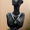 Mother'S Day Gift Imitation Pearl Green Chalcedony Jewelry Set Temperament Versatile Necklace Medium And Old Glass Collarbone Necklace