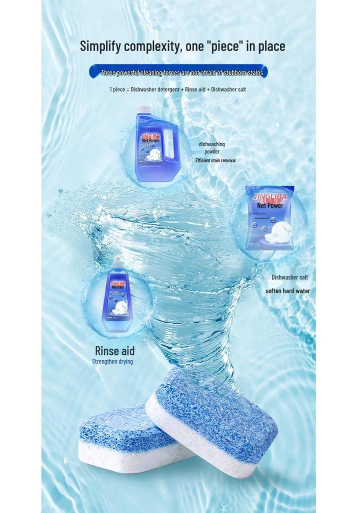 3-in-1 Dishwasher Detergent Tablets: Grease-Dissolving Blocks for Bright Dishware