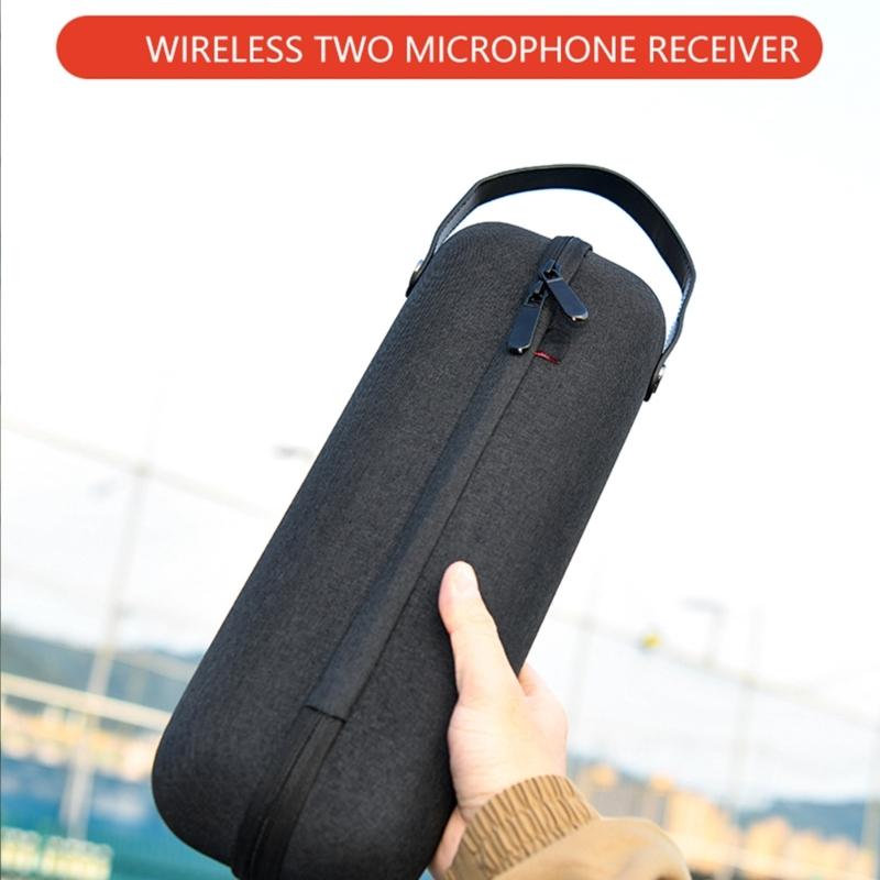 Portable EVA Case Carrying Storage Bag for Wireless Two Microphones Receiver for Travel Office Home, Case Only