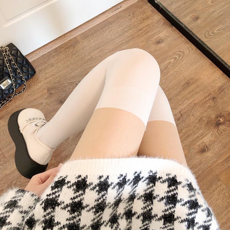 Women's Lolita Black Stockings: Spring/Autumn Over-the-Knee Patchwork Thigh-High, JK Pantyhose, Black & White