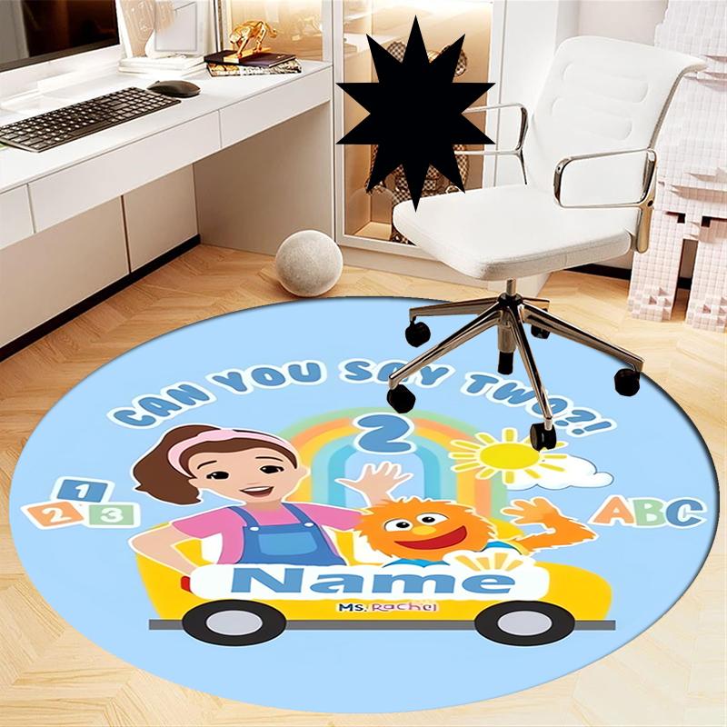 Custom Name Ms. Rachel Printed Round Rug Carpet Chair Rug Area Rug Entryway Doormats,for Office Chair Living Room Bedroom Kitchen Room.
