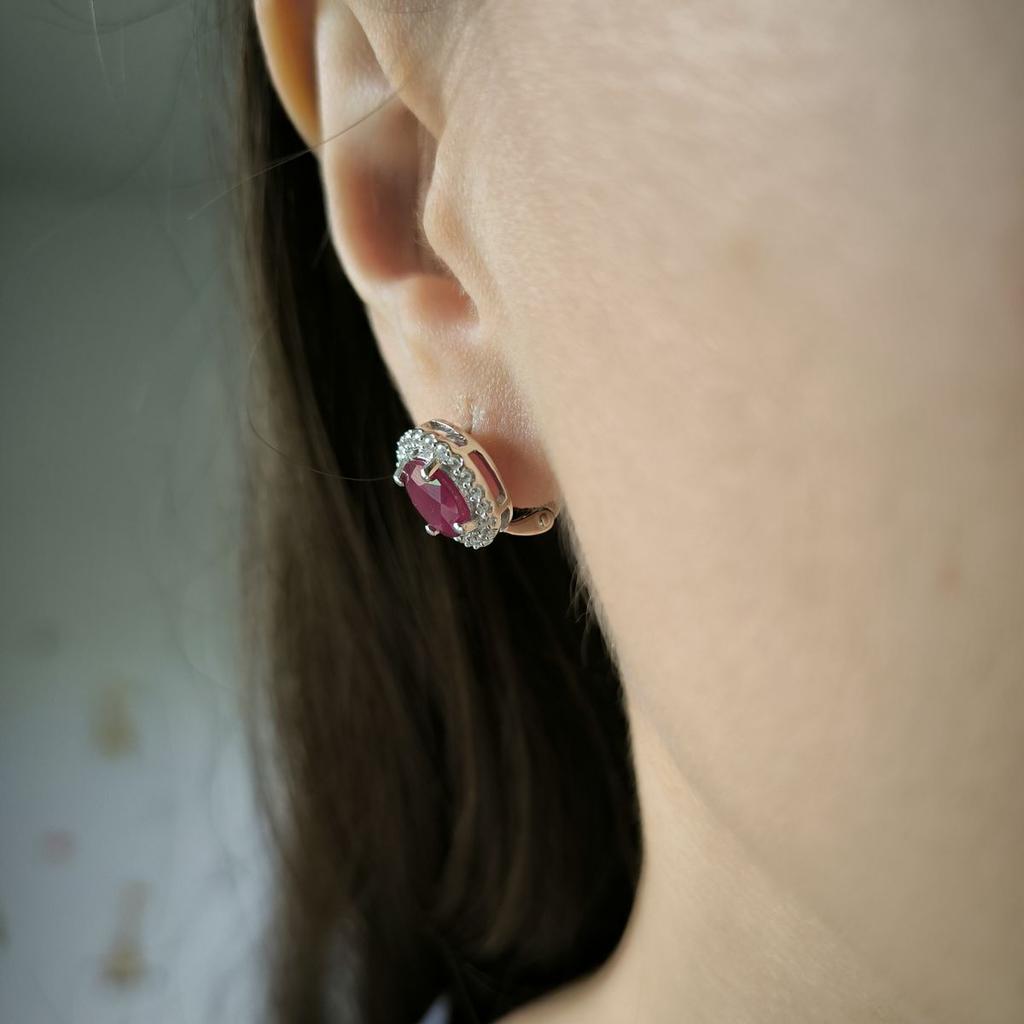 Серебряные серьги с натуральным рубином 6.574ct (2188032)