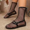 Fashion 2025 Summer New hollow Sandals Women's Mesh Roman Boots Black Sexy Short boots Ladies New Black Single Shoes Sandals Zapatos