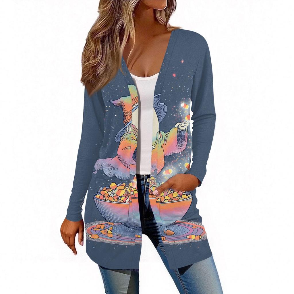 Women's Long Sleeve Cardigan Casual Jacket With Pockets Top