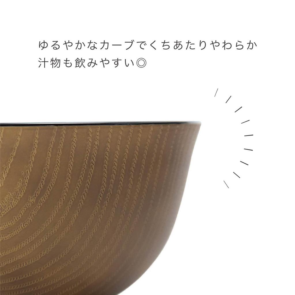 Asahi Koyo Feathered Wood Glossy Set of Dishwasher and Microwave Made in Bowls, Grain, Brown, 3, Safe, Japan, AZ23-12