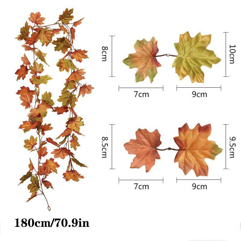 Autumn 180cm Artificial Fall Maple Leaves Garland Hanging Plant Home Party Decor