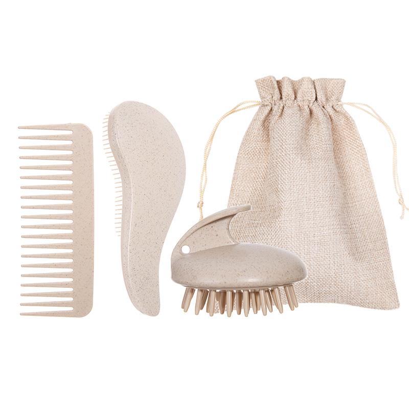 

4pcs Magic Detangling Hair Brush Set Soft Whest Straw Scalp Massage Comb Cleaning Brush Wide Teeth Hairbrush Hair Styling Tools