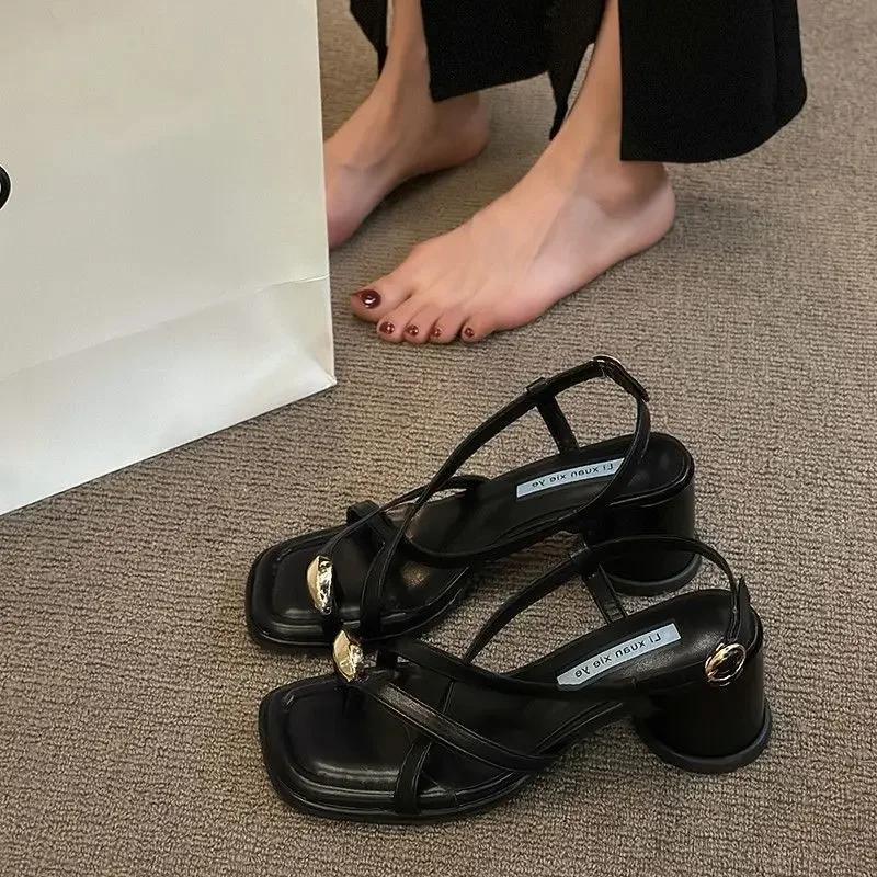 Fashionable Versatile Vintage Women's Sandals 2025 Summer New Arrival High Heel Anti-Slip Thick Sole Casual Outerwear